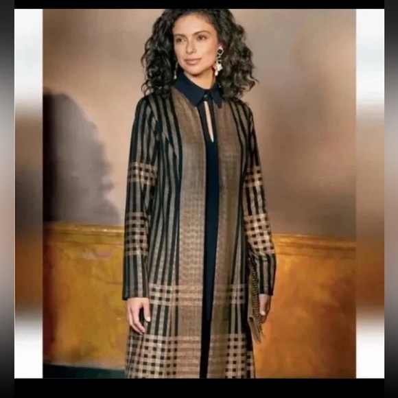 Soft Surroundings Black and Tan Striped Jacket - Picture 1 of 6